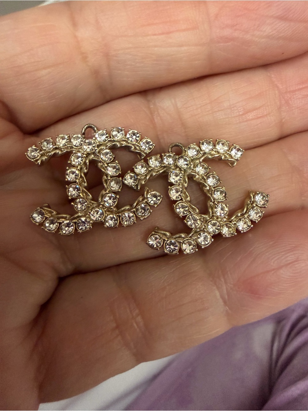 CHANEL Gold-Tone Crystal Double zipper pulls